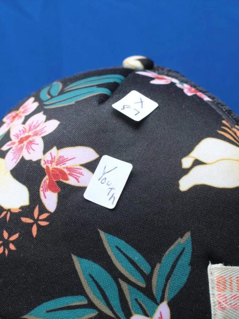 Billabong youth trucker snapback hat Black Blue Floral Tropical Purple